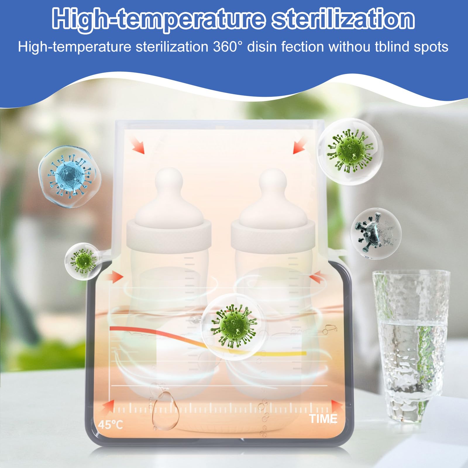 Scaldabiberon e Sterilizzatore 9-in-1, Biberon Sterilizzatore senza BPA, Riscaldamento Rapido del Latte Materno, Scongelare, Scaldabaschette per Bambini con Display LCD, Multifunzione