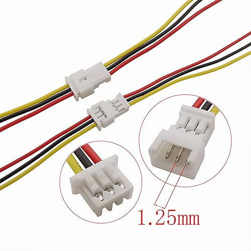 Miniatura 3 de Micro Jst 1.25 conectores de cable, 20 pares/40 unids 0.049 in 3 pines Jst macho y hembra conector conector con cables kit de cables para luz LED