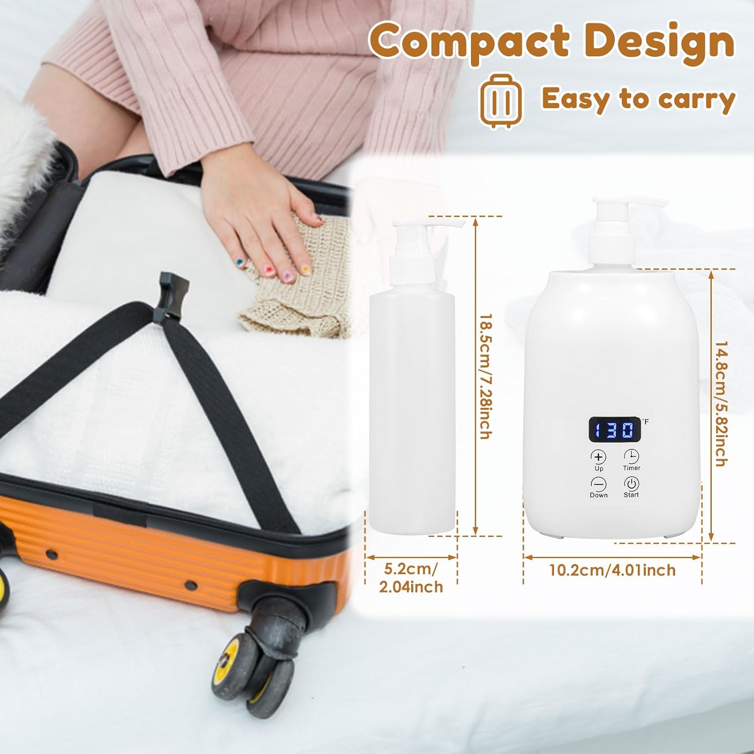 Massage Oil Warmer, Smart Touch Key Electric Lotion Heater with 2 Oil Bottle Dispenser, Temperature Adjustable Lotion Bottle Warmer, Bottle Cream Warmer for Home Spa (White, as Shown)