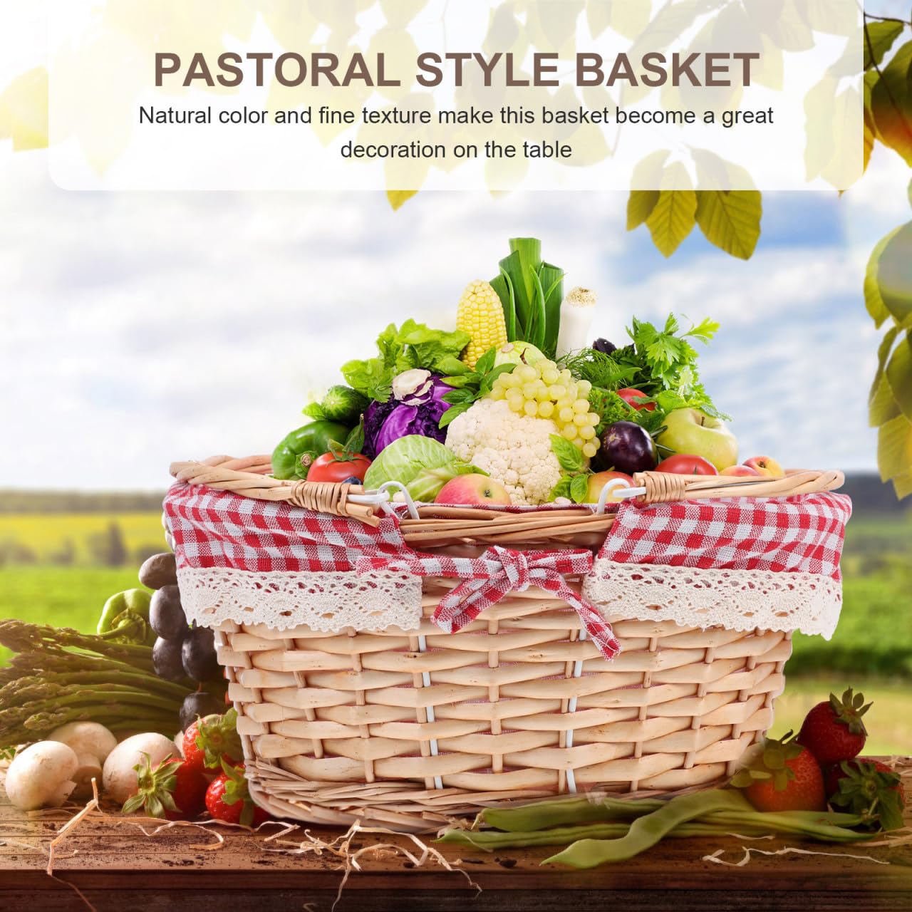 Toddmomy Cesta De Mimbre Cesta de Picnic De Compras Tejido De Caperucita De Pascua Tejida Decoraciones para El Hogar De Sauce Amantes