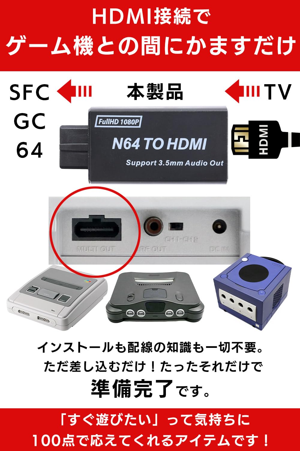ゲームキューブ 本体 HDMI変換器 ソフトセット ゲームキューブ」や「ニンテンドウ64」を現代のテレビで！「HDMI