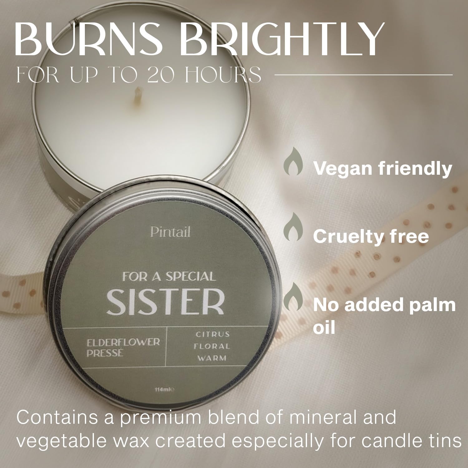 Pintail Elderflower Pressé Home Fragrance Special Sister Occasion Candle (20 Hour Burn) - Genuine Pintail Candle Gift - Image 4