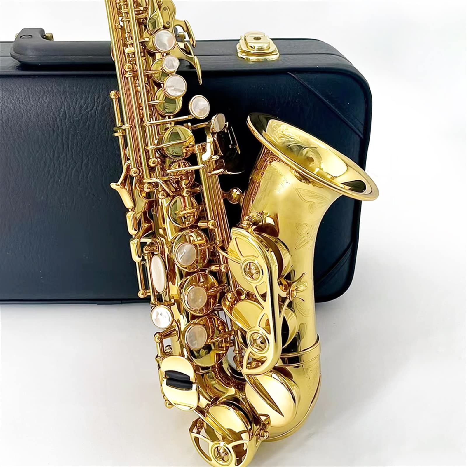 Saxofón Profesional Saxofón Curvo Profesional BB Saxofón Patrón Tallado A Mano Instrumentos De Saxofón