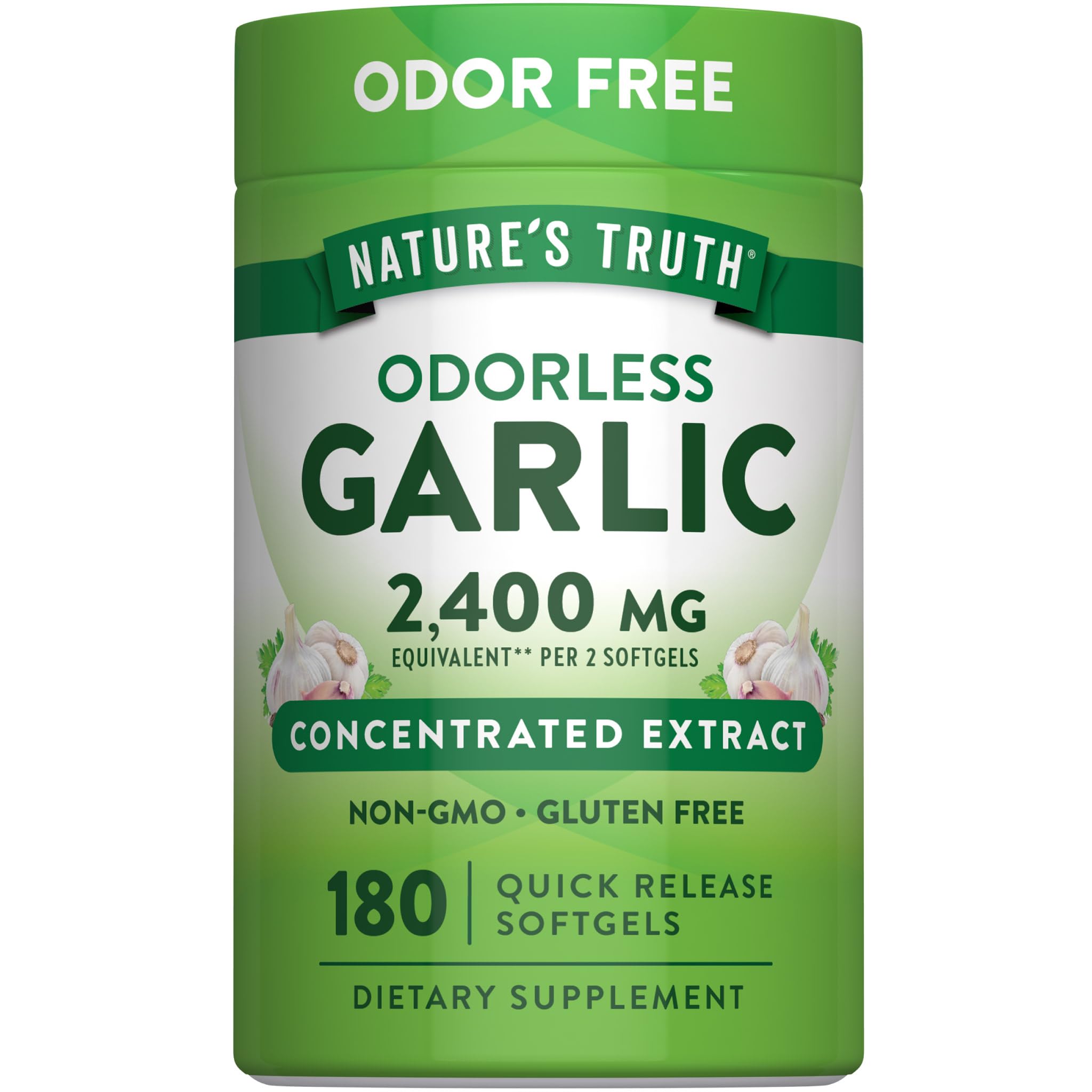 Nature's Truth Odorless Garlic Softgels | 180 Count 180 Count (Pack of 1)