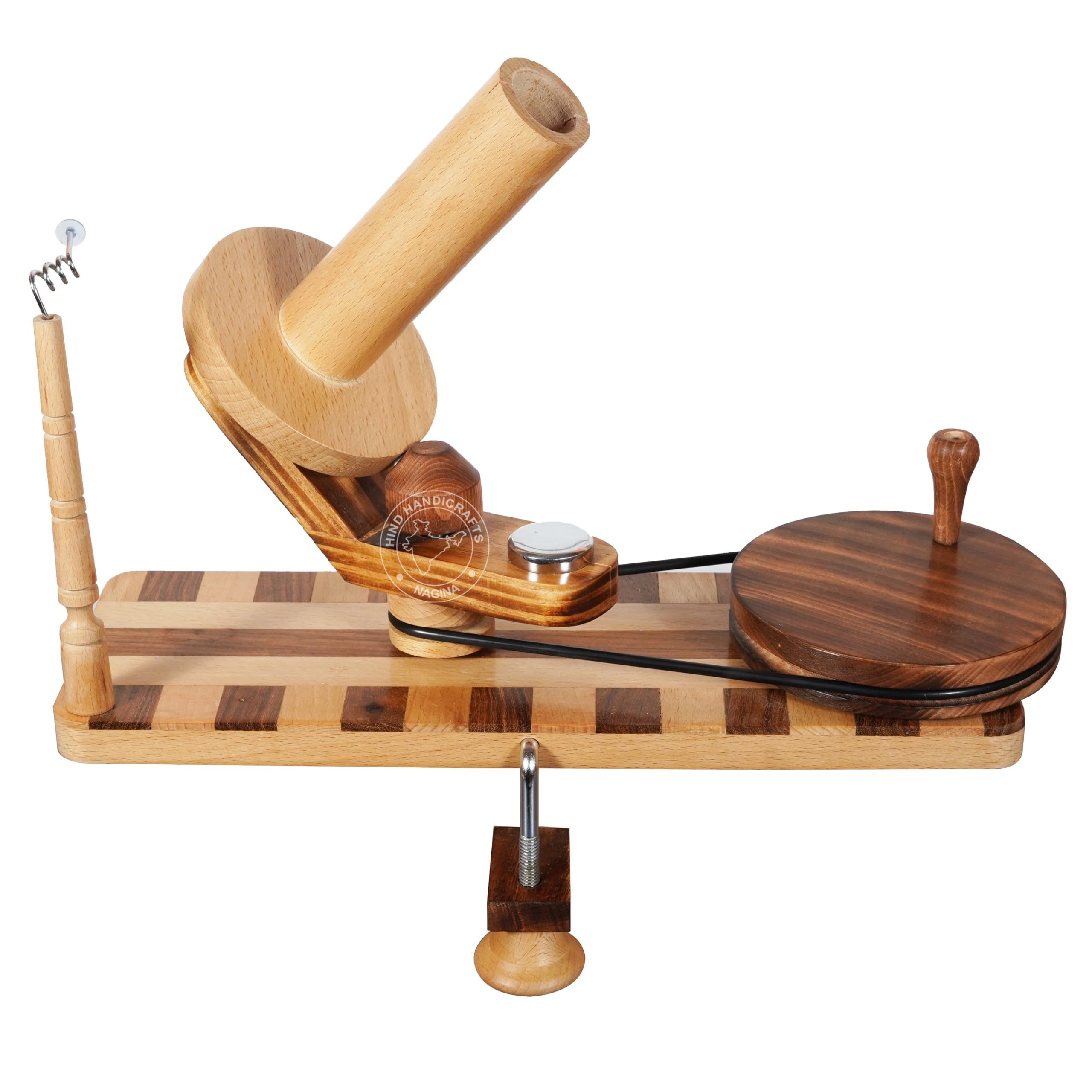 Hind Handicrafts Wooden Yarn Ball Winder for Knitting Crocheting - Handcrafted - Natural Hand Operated - Knitter's Gifts Center Pull Ball Winder (Check 5)
