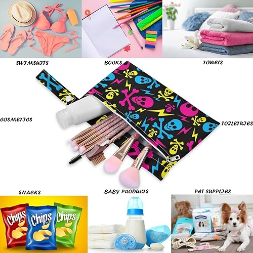 Miniatura 10 de visesunny Foxes and Arrow Animal - 2 bolsas húmedas con bolsillos con cremallera, lavable, reutilizable, espaciosa, bolsa de pañales para viajes,