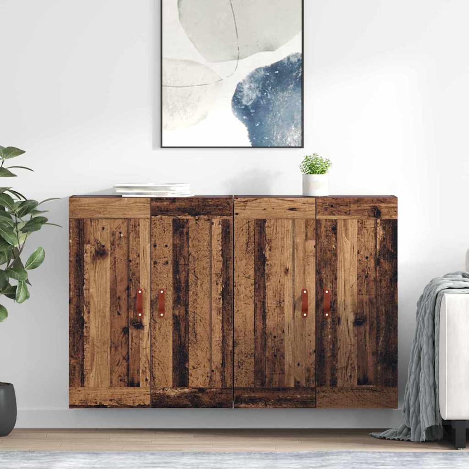 Homgoday Wandmontierte Schränke 2 pcs Altholz 69,5 x 34 x 90 cm Schrank Model3415556