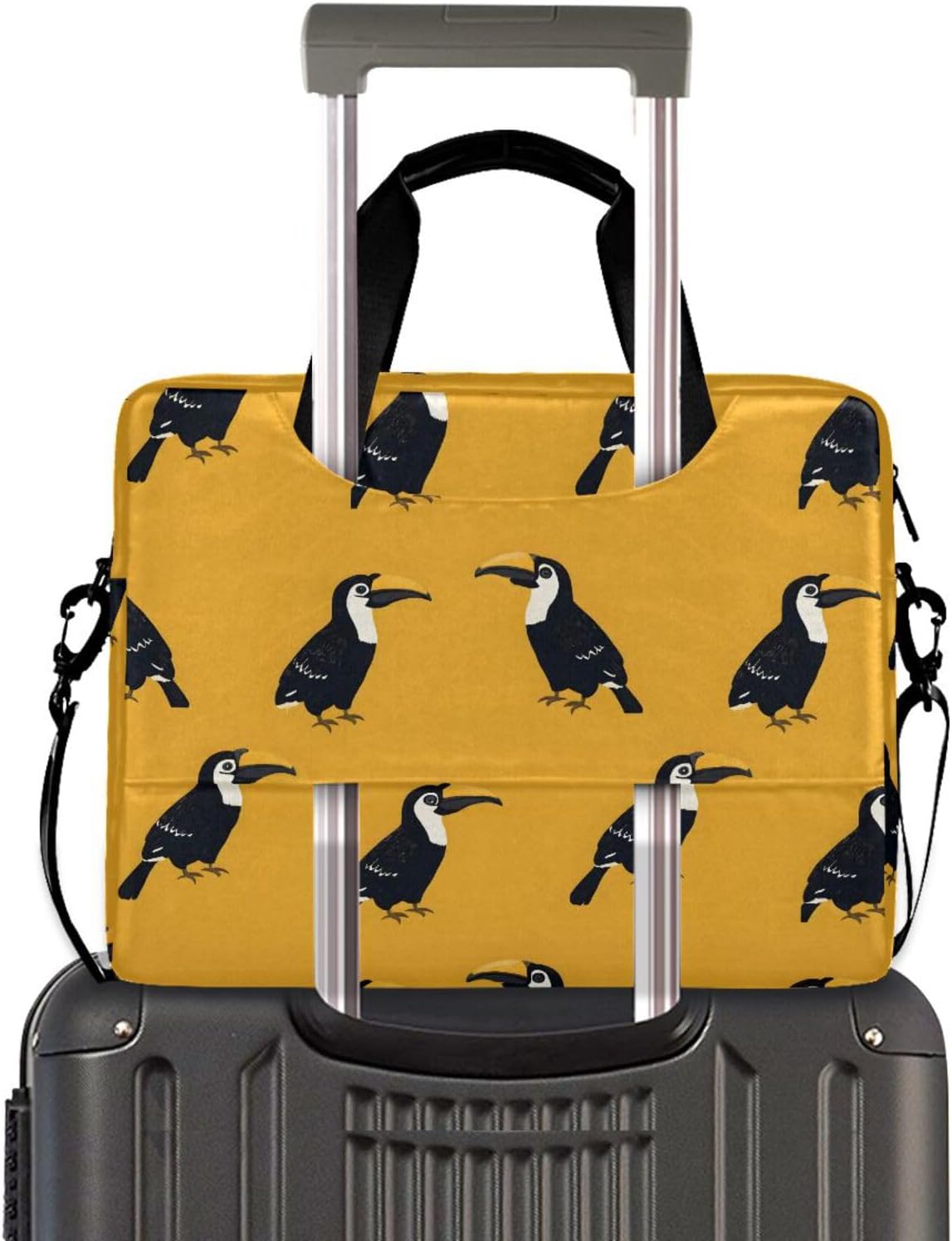 Hornbill Cartoon Print Laptop Shoulder Bag Sleeve Case with Multi-Pockets Messenger Bag Briefcase Fits 13-16 in Laptops Tablets