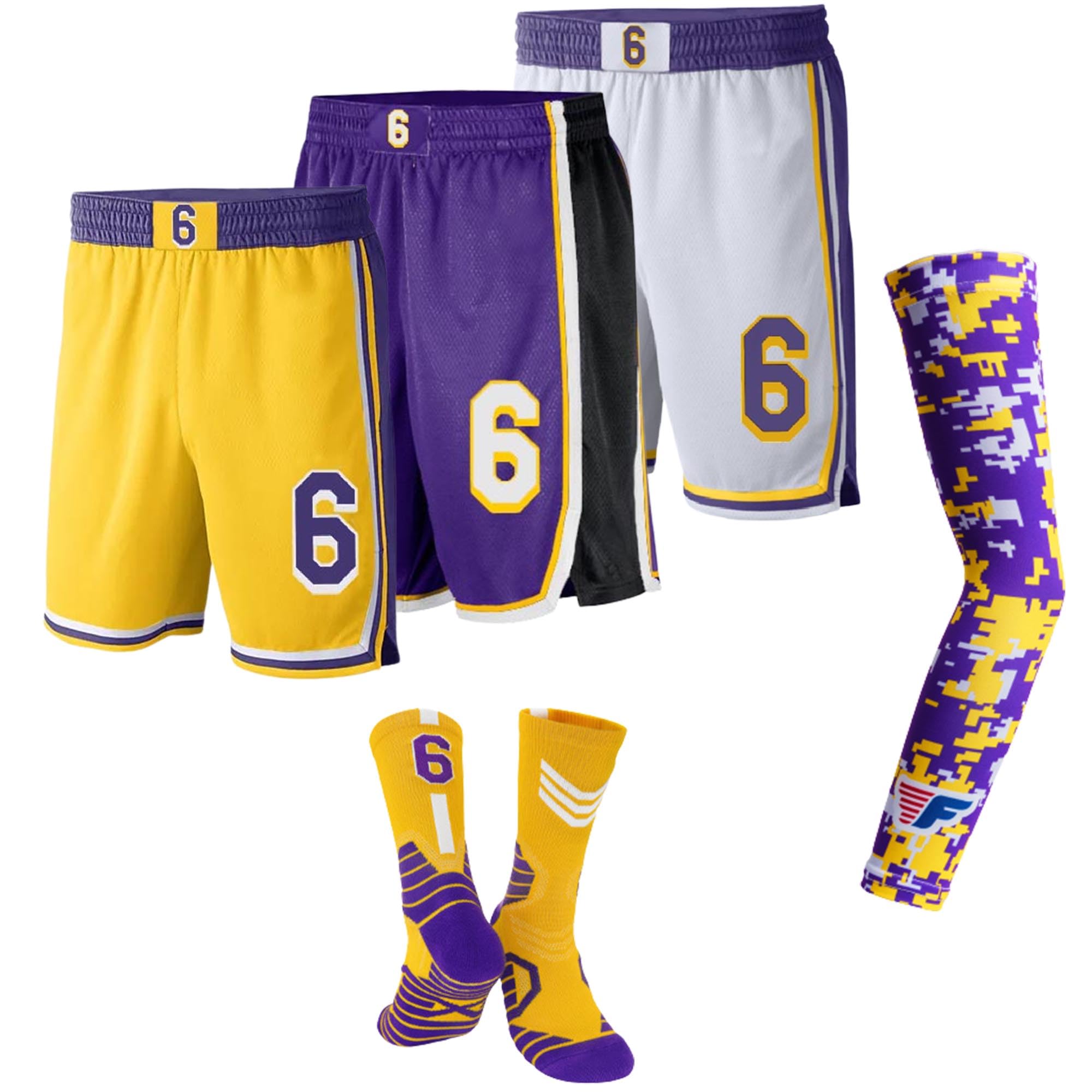 Forever FanaticsBasketball Shorts for Fans Youth Kids Basketball Shorts with Pockets + Youth Basketball Socks, Arm Sleeves
