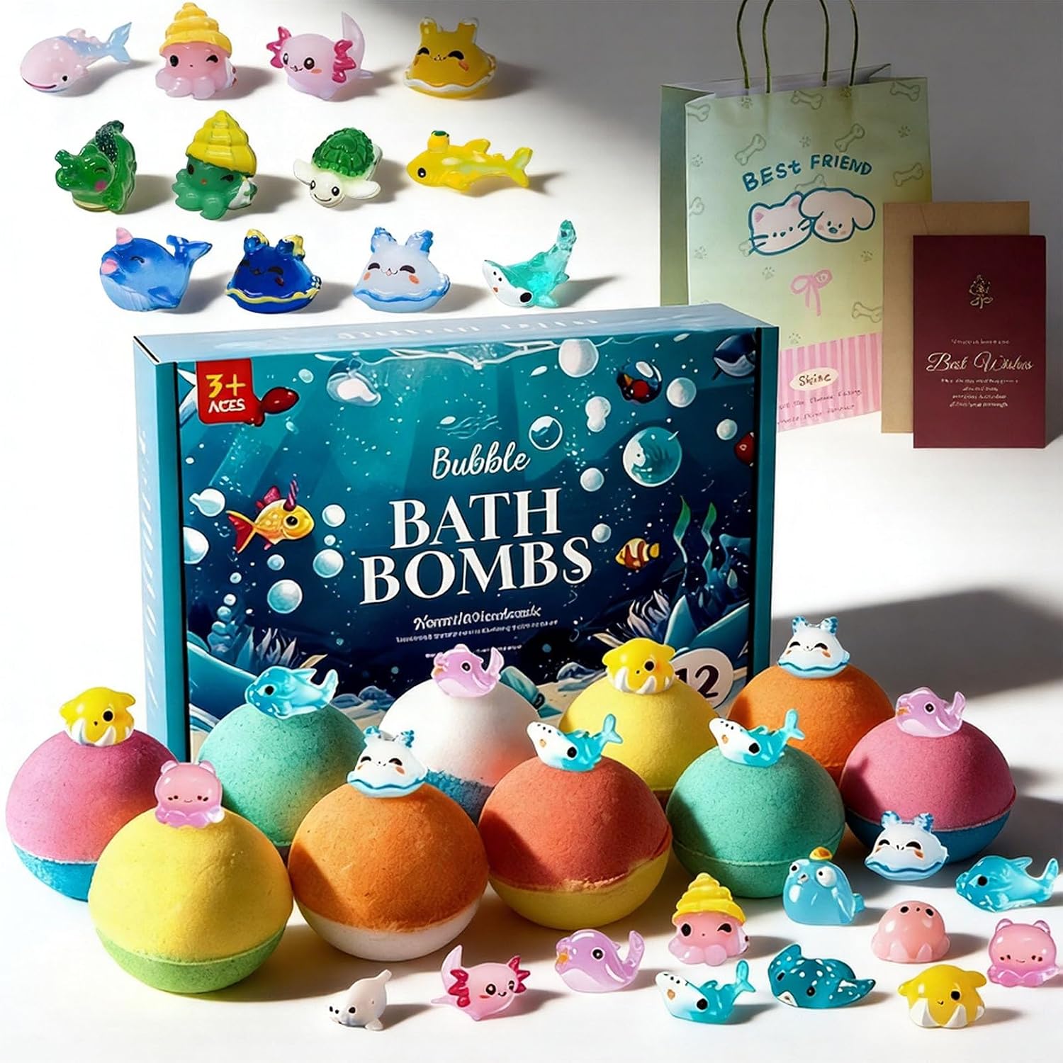 2026 New Fizzy Bath Bombs for Kids with Toys, 12 Pack Kids Bath Bombs with Surprise Inside, Natural Bath Bombs Surprise Ocean Toys, Skin-Soothing Bath Fizzies Gift Set (2PCS)