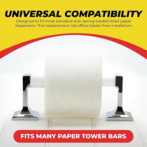 Miniatura 3 de Qualihome La primavera plástica universal blanca cargó la barra del reemplazo del tenedor del rollo del papel higiénico, barra blanca del reemplazo