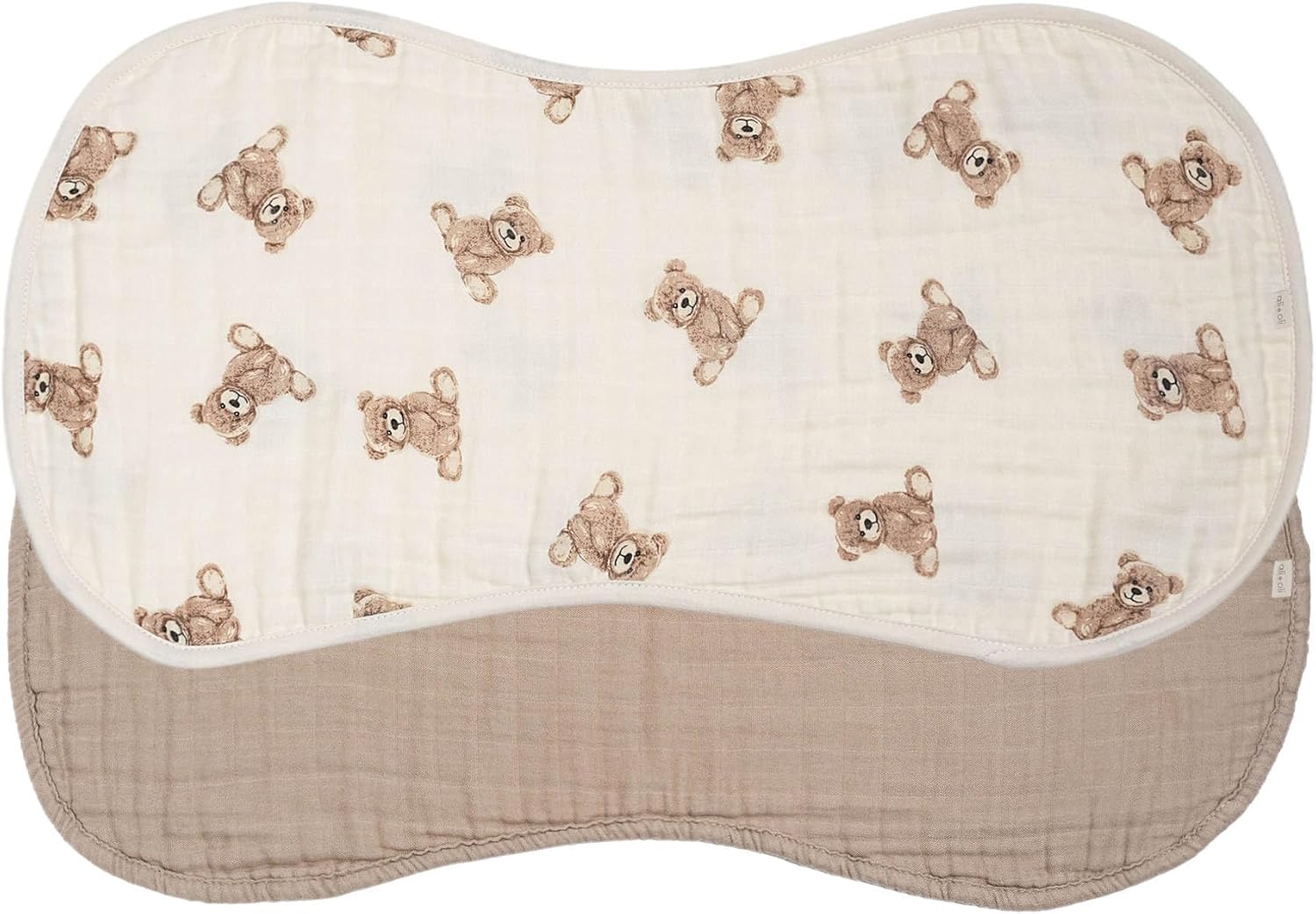 Ali+Oli 2-pk Muslin Burp Cloths for Baby Boys and Girls (Teddy-Taupe) Organic Baby Burp Cloth, Burp Rags for Newborn - Image 8