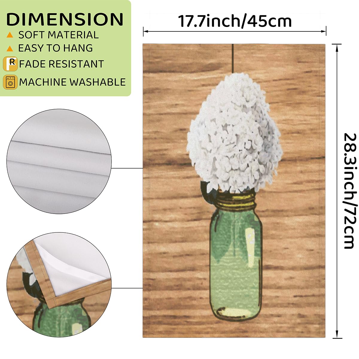 Set Strofinacci Da Cucina Con Motivo Ortensia Primaverile, 40x61 Cm, In Microfibra, Per Cucina E Bagno, Regalo Floreale - 2