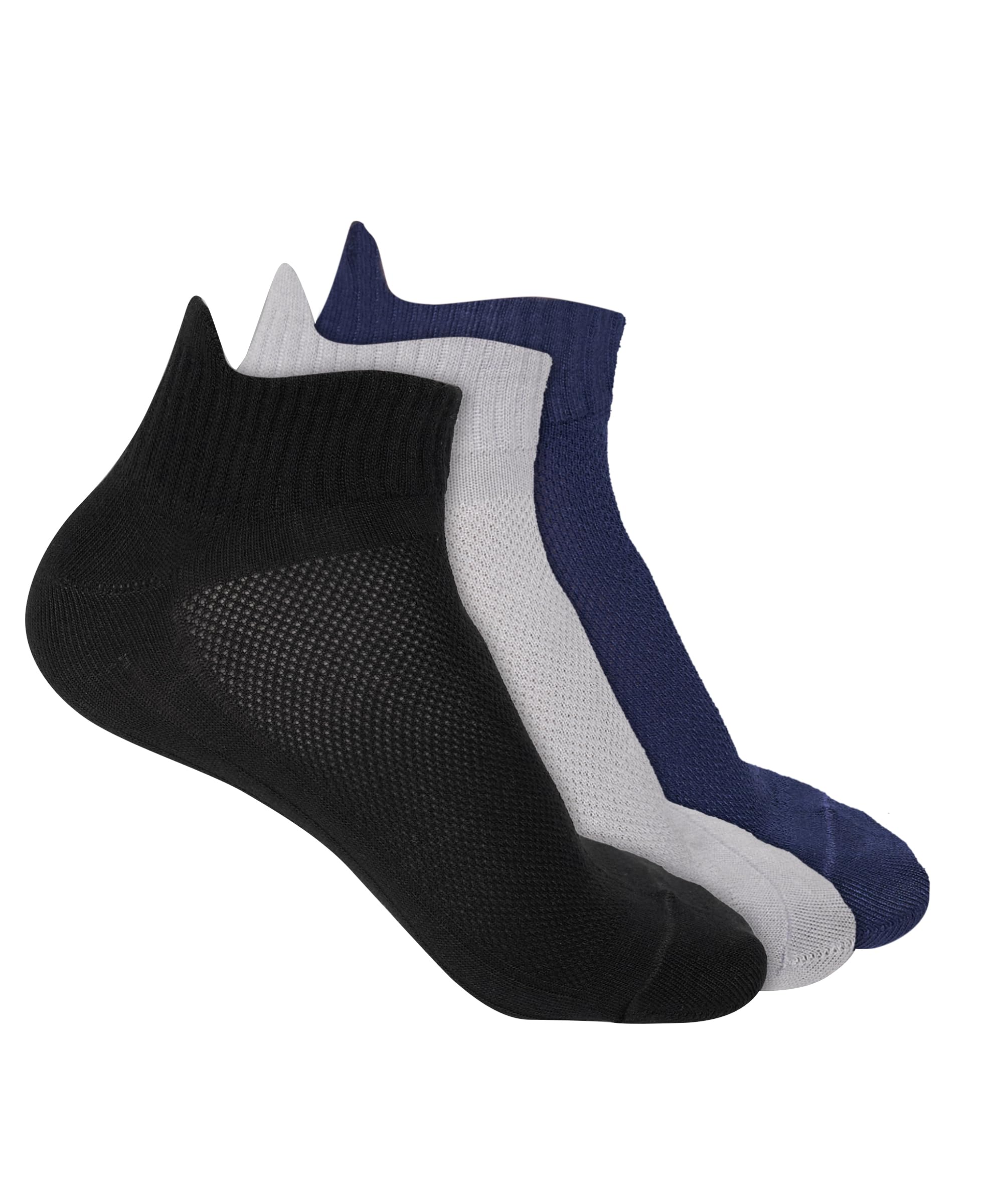 mehrang Ankle Socks for Men Combo, Made With Durable, Breathable, Cotton, Anti Odour, Anti Sweat, (Pack of 3)-picture-38