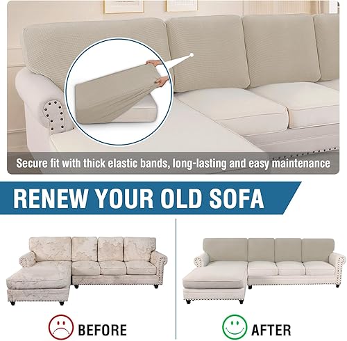 Miniatura 4 de H.VERSAILTEX Fundas de cojín para respaldo de sofá seccional, fundas de cojín para sofá seccional tanto para sofá izquierdo como derecho (respaldo