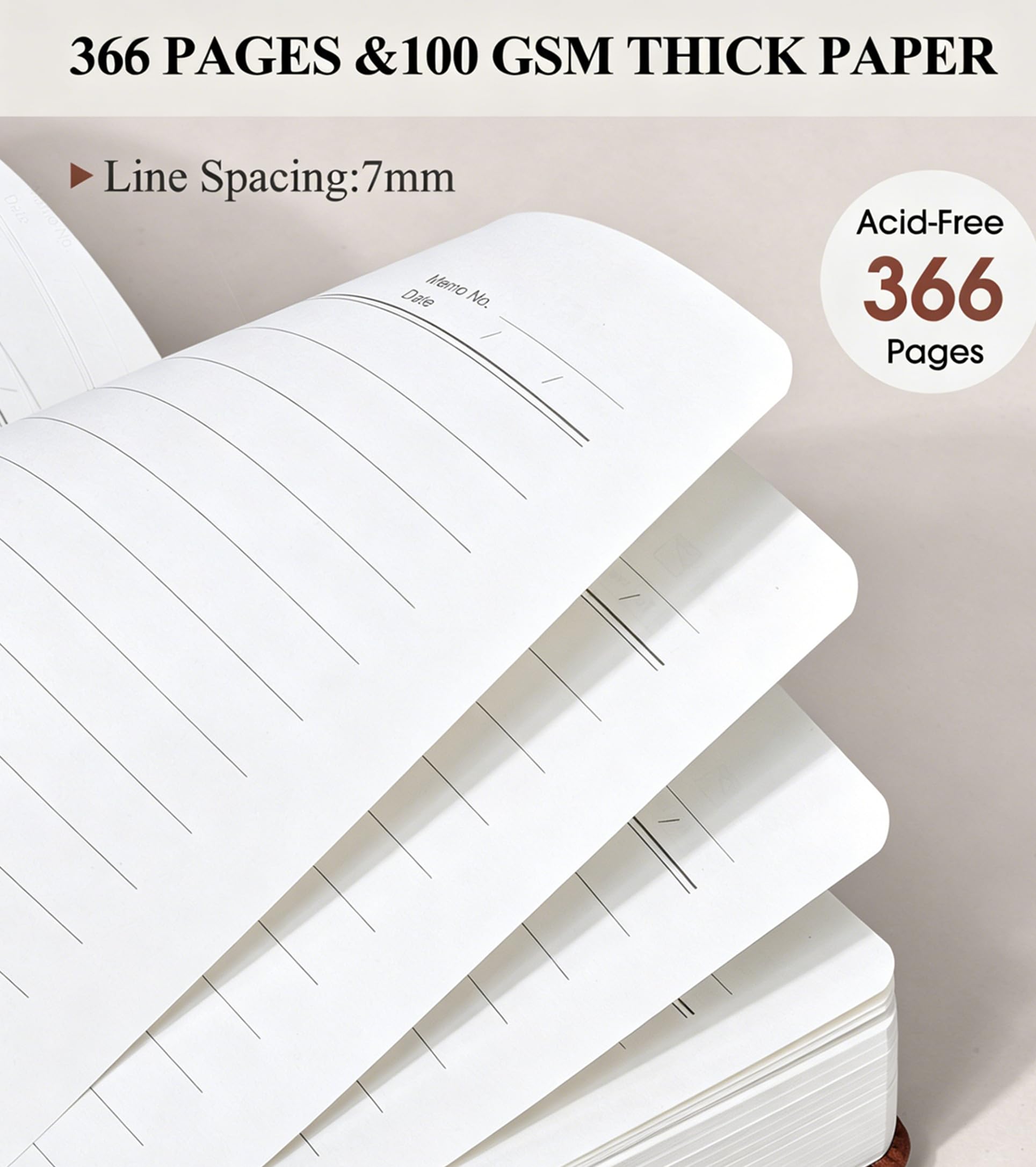 CAIKEZI 365 Seiten dick liniertes Tagebuch, Notizbuch für Männer und Frauen, A4, große Leder-Tagebücher zum Schreiben, Hardcover-Notizbücher für Arbeit, Schule, Notizen, Business, Reisetagebuch