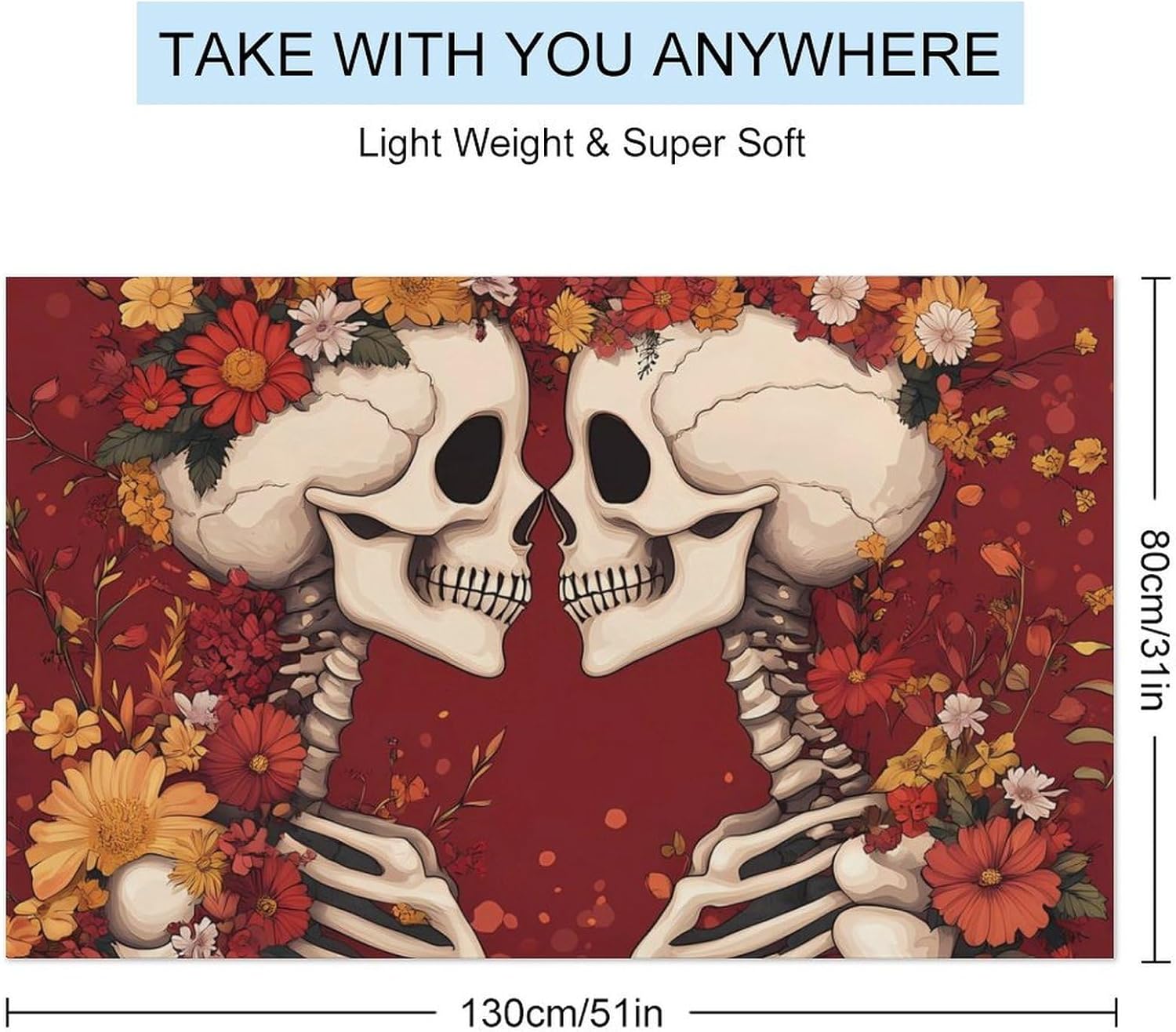 Skeletons Lovers Oversized Beach Towel Soft Absorbent Pool Bath Swim Towels for Adults Travel Vacation Gifts 130x80cm