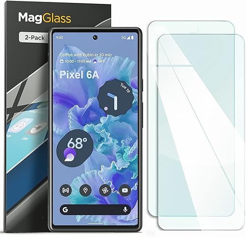 magglass Paquete de 2 protectores de pantalla para Google Pixel 6a, vidrio templado endurecido (compatible con sensor de huellas dactilares)