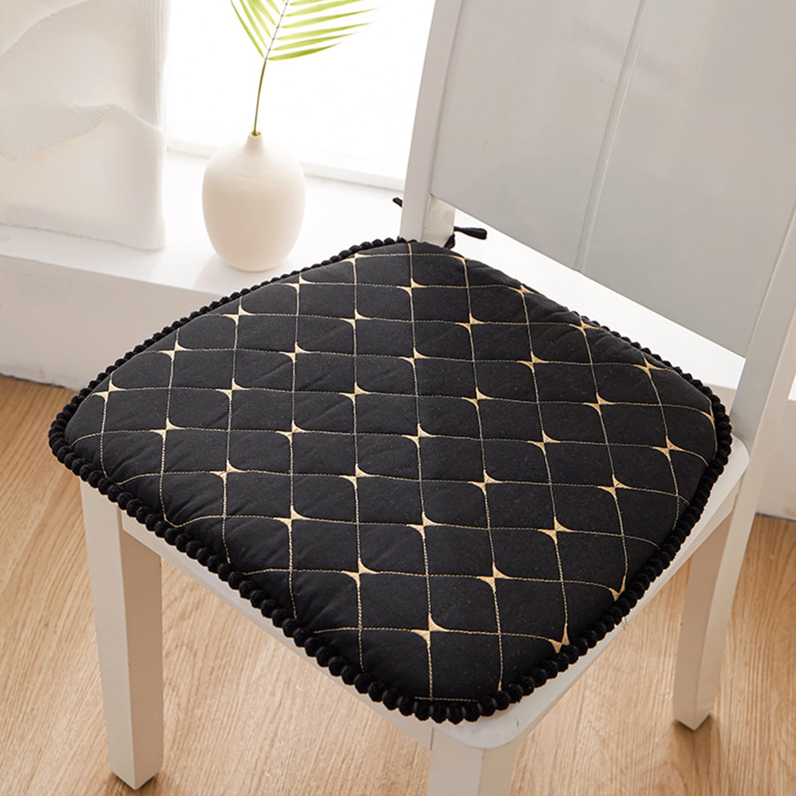 Coussins de chaise en coton doux noir haut de gamme pour salle à manger et bureau chic
