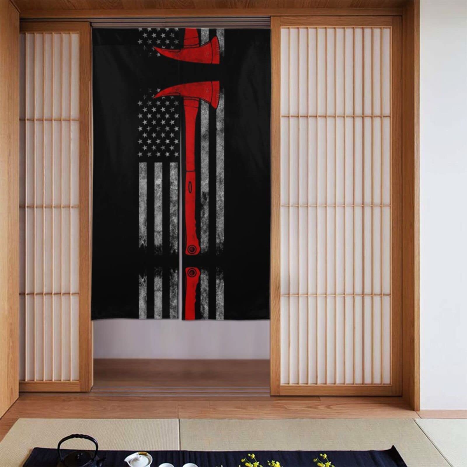 Rideaux de séparation de pièce salon chambre bureau à motif pompier
