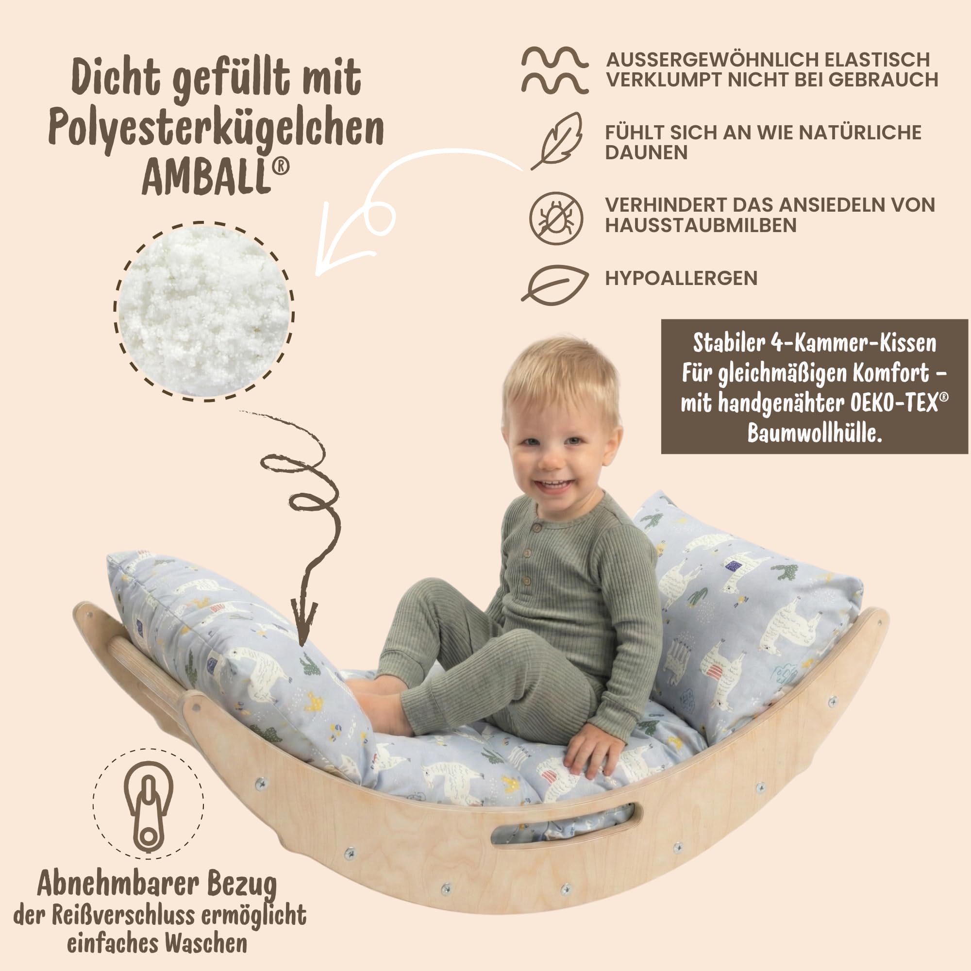WoodsCraft Montessori Kletterset 5in1 Kletterdreieck Kletterbogen mit Kissen Rutsche Rampe Holz Klettergerüst Indoor Spielgeräte