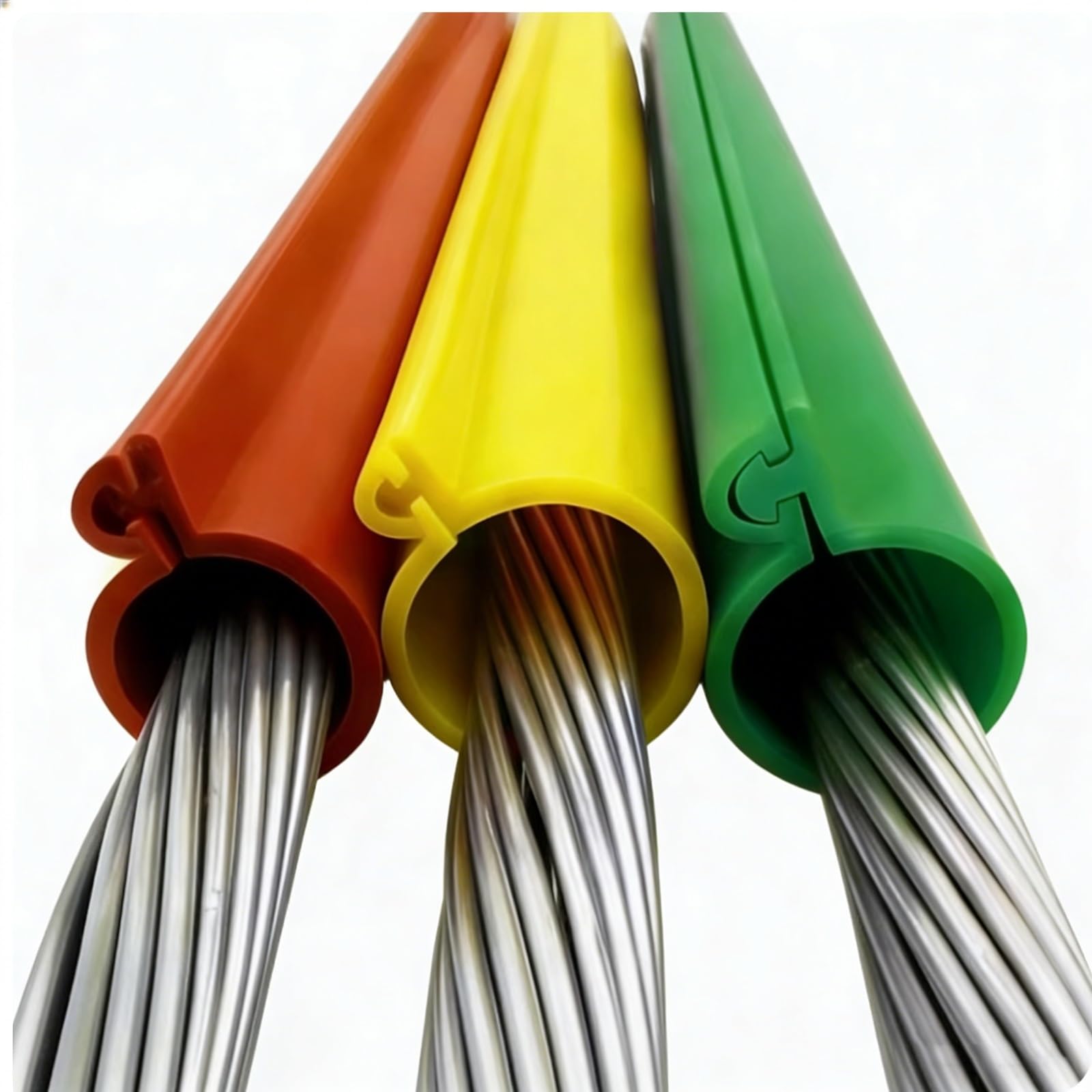 Manguito Aislante Cable Alta Tensión, 35KV Impermeable Anti-UV Protector Conductor Desnudo, Fácil Instalación Aislamiento Industrial Líneas Eléctricas(Green-25ft/8m,ID 32mm/1.26in)