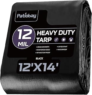 Tarp 12x14 Feet, 12 Mil tarps Heavy Duty Waterproof, Black