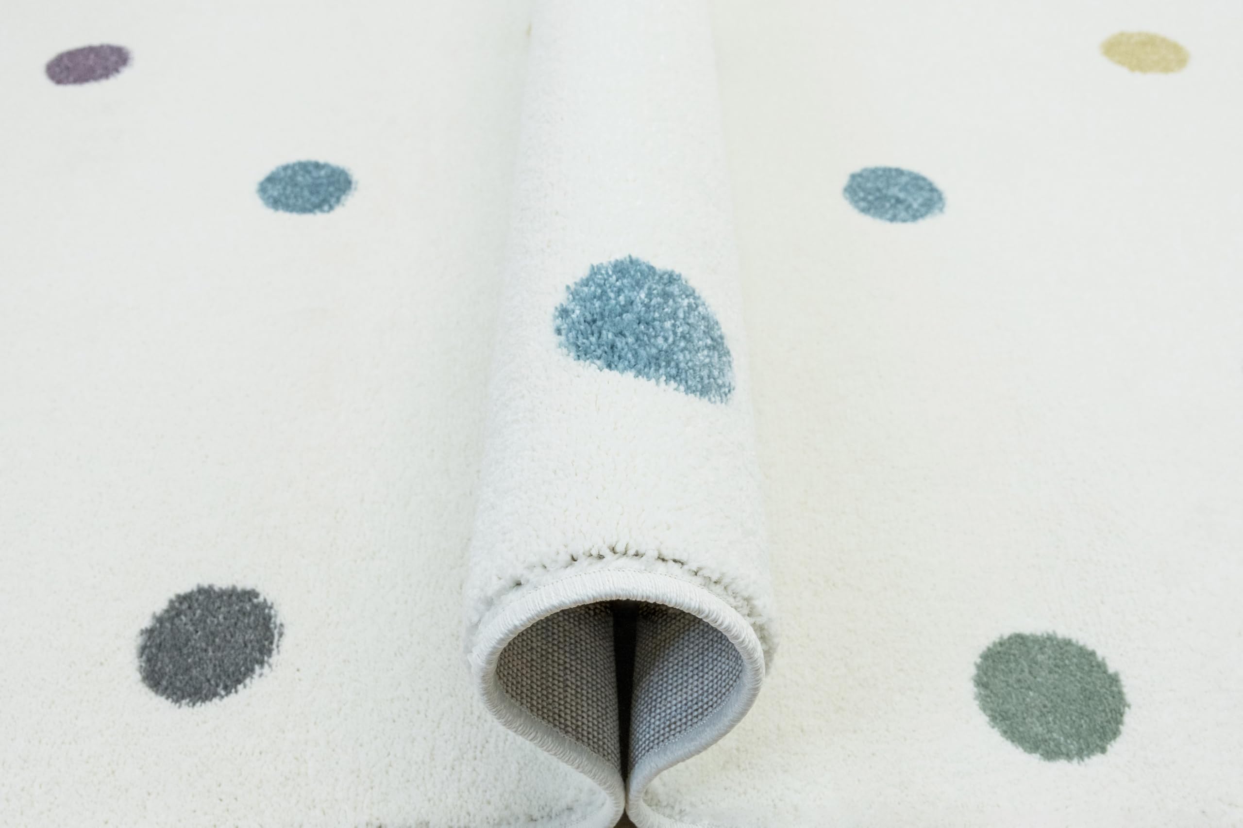 Lima rechteckig Kinder Teppich Pastell Cremig 200x300 cm | Kinderteppich Mädchen | Kinderzimmer Kurzflor Teppiche| Kids Carpet |Spielteppich Kinder Babyzimmer Tepich |gepunktetes Muster |