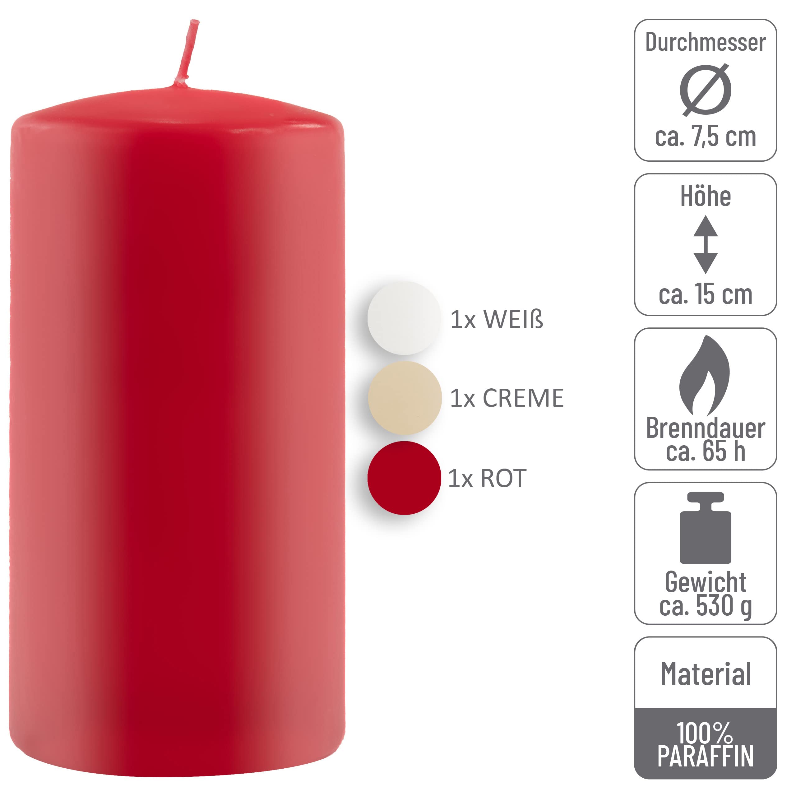 Stumpenkerzen 6kg Set bis 19 Stück getaucht Farbmix gemischt mehrfarbig verschiedene Größen Stumpen Kerzen duftfrei Kerzen-Posten Weihnachten