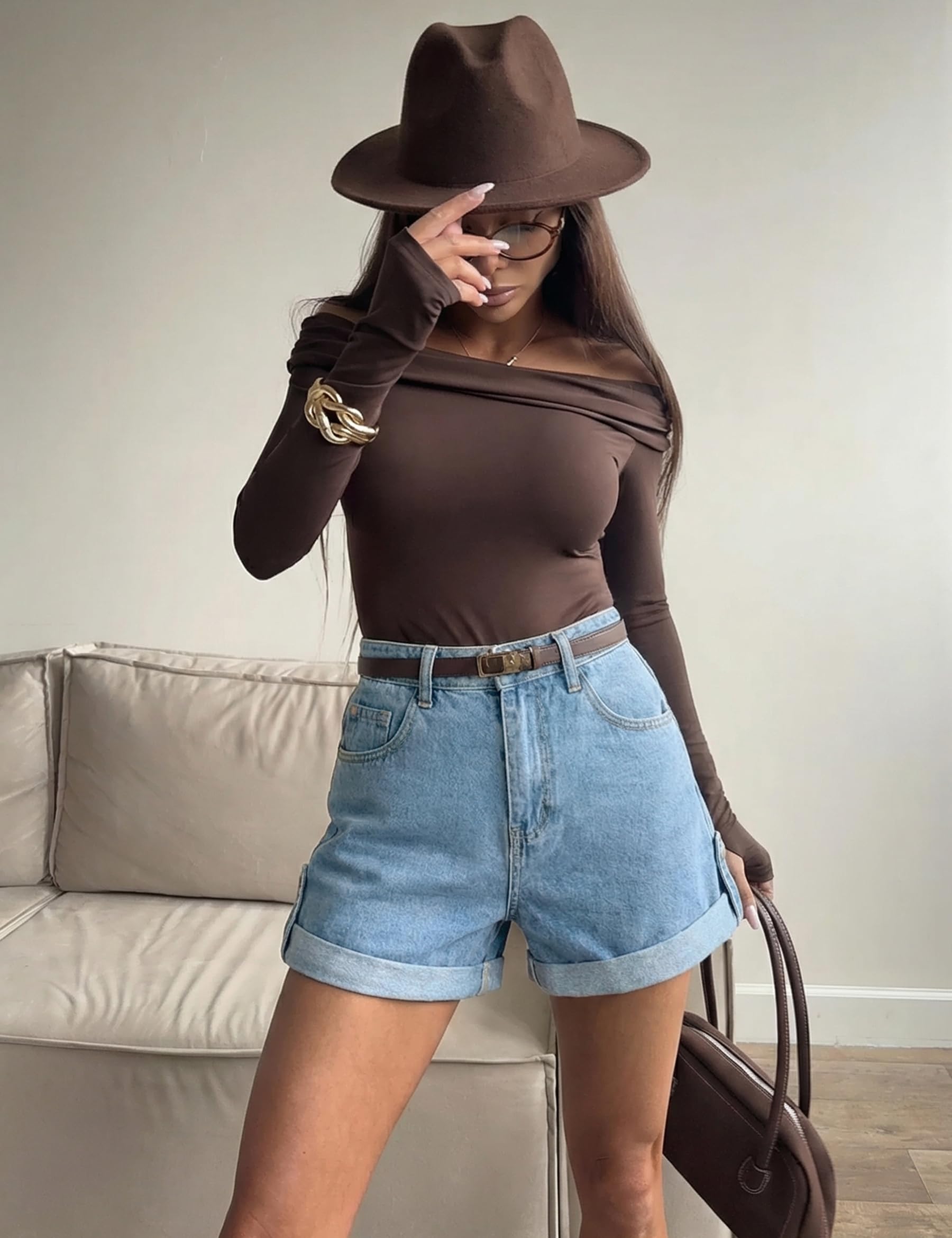Fengbay Damen Jeans Shorts High Waisted Casual Denim Kurze Hosen Hotpants