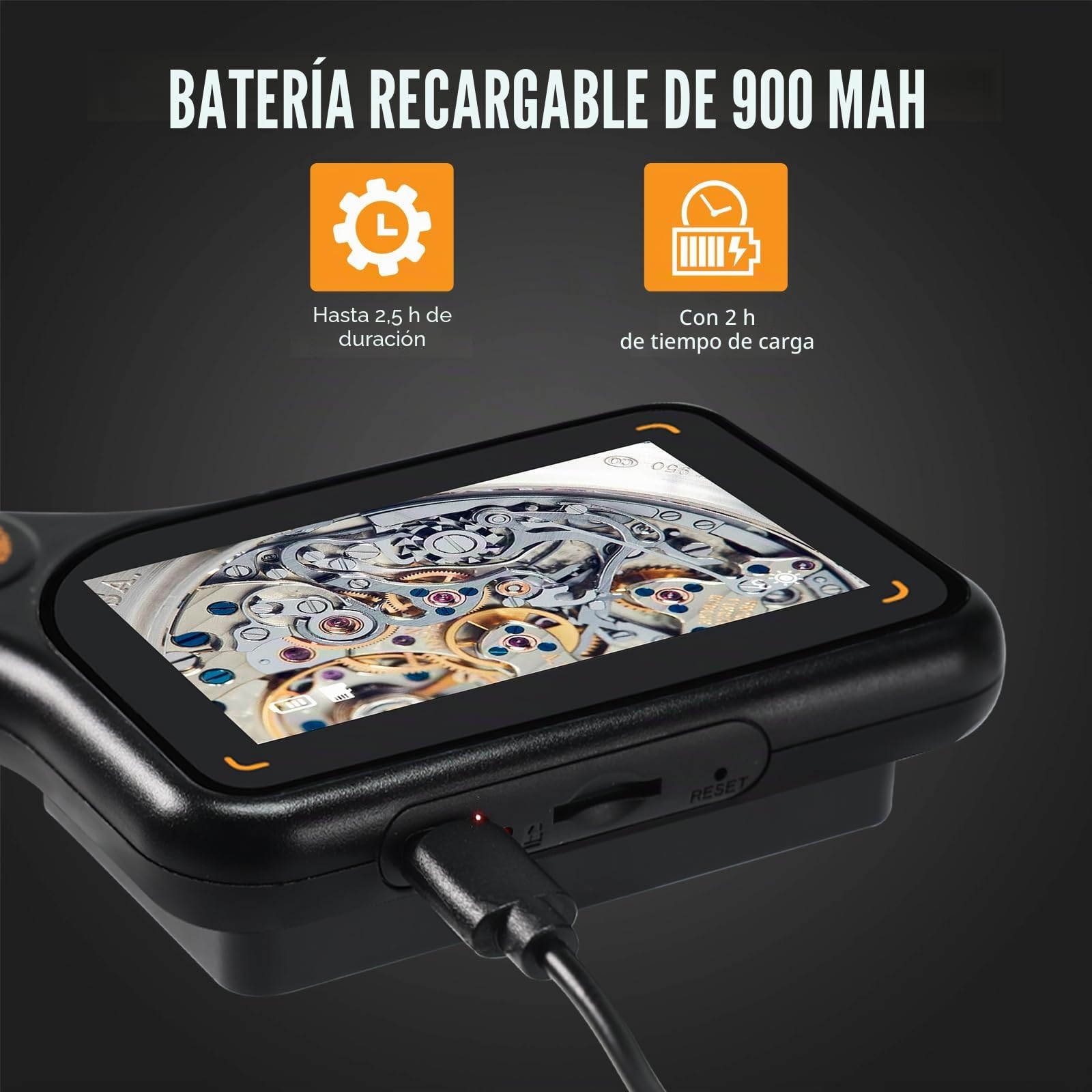 Microscopio digital portátil de 500X con pantalla IPS de 3 pulgadas, 8 luces LED, enfoque automático, cámara de 2 MP, lupa recargable de mano con soporte para tarjeta TF, compatible con Windows/Mac