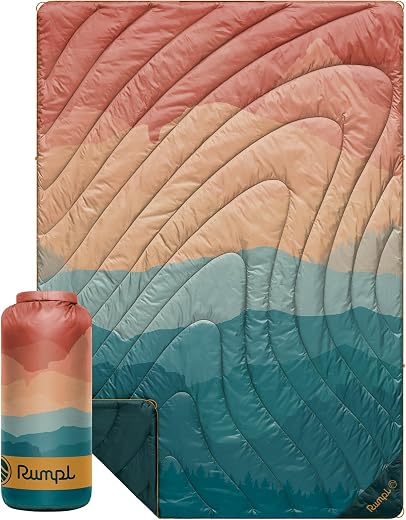 Rumpl Original Puffy 1-Person Blanket for Camping and Outdoors, Rocky Mountain Sunset...