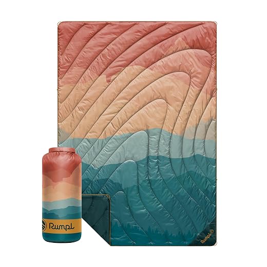 Rumpl Original Puffy 1-Person Blanket for Camping and Outdoors, Rocky Mountain Sunset Fade
