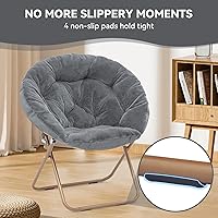 Vista 8 de Magshion Silla platillo para adultos, cómoda silla de sala de estar para dormitorio, esquina, dormitorio, apartamento, asiento circular esponjoso