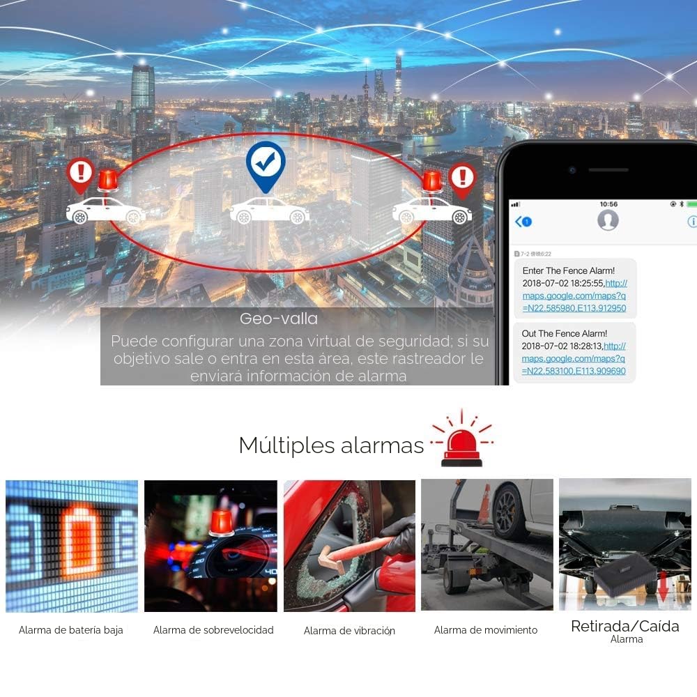 Winnes Localizador GPS para Coche Mini GPS Tracker rastreador gps Seguimiento en tiempo real magnética IP65 Impermeable Cartera Niños Mayores para Android iOS Gratis de por vidaTK913
