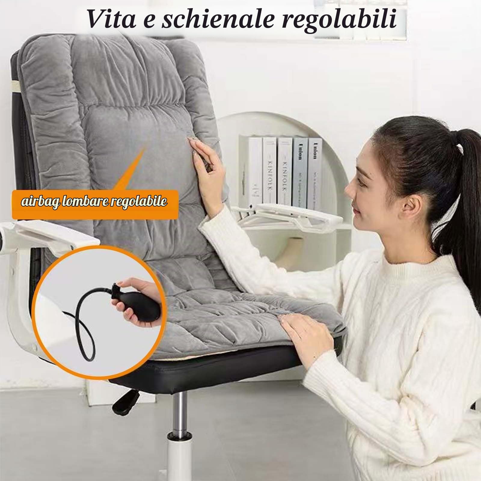 Cuscino Riscaldato Per Sedia Da Ufficio, Cuscino Del Sedile Riscaldato Con 9 Temperature Regolabili E 4 Tempi, Riscaldamento Del Sedile, Rimovibile E Lavabile(Gray)
