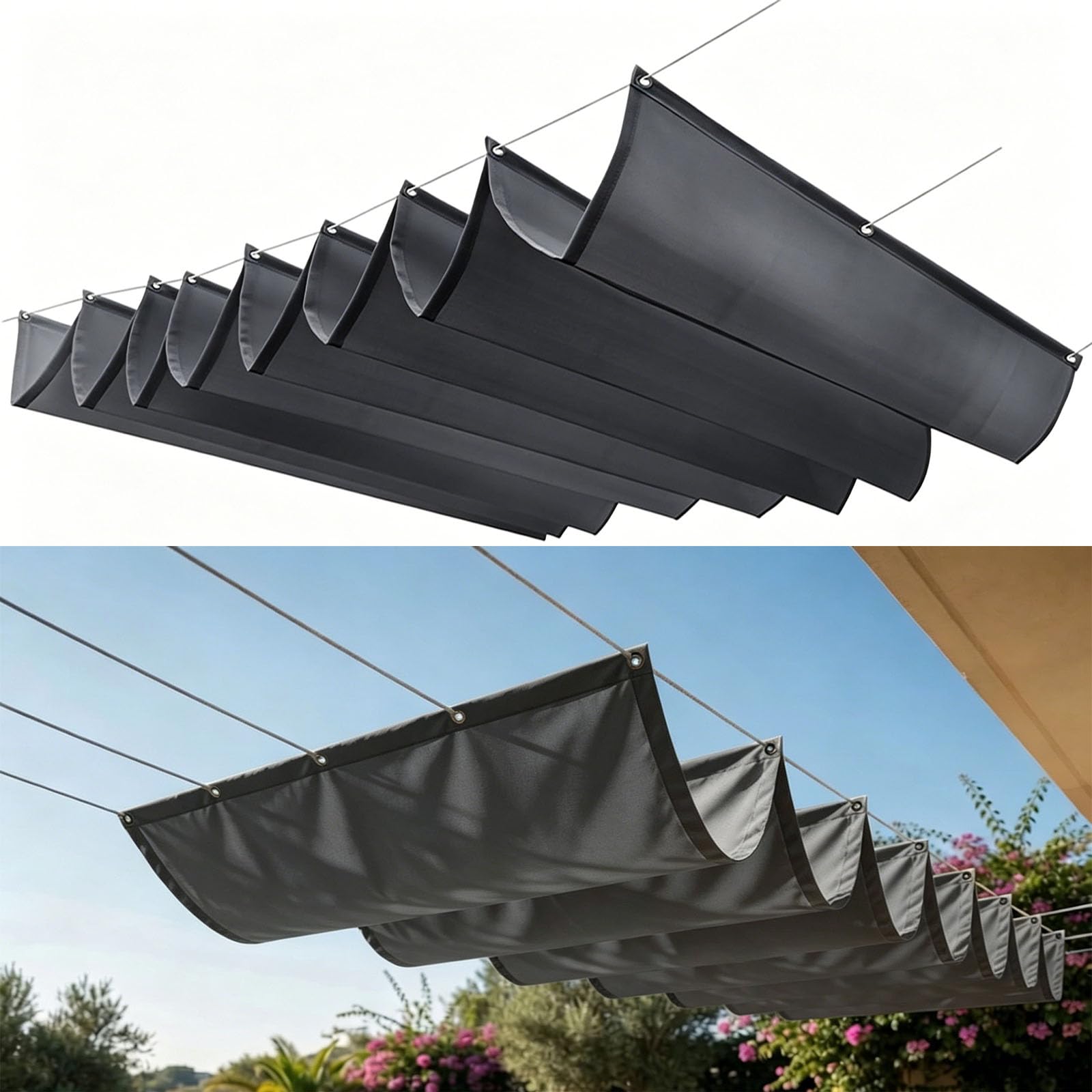 Voile d'ombrage rétractable imperméable contre chaleur et pluie