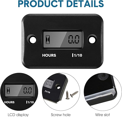 Miniatura 4 de 2 Piezas Medidor de Hora Inductivo para Motor de Gasolina Cortacésped Moto de Tierra Motocicleta Motocross Moto de Nieve Karting Marino ATV Barco