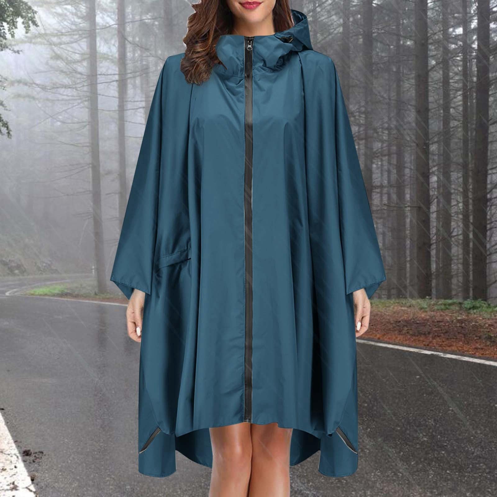 Hanraz Regenponcho Damen Fahrrad - Unisex Wasserdicht Regenjacke Wiederverwendbar Winddicht Bunt Regenbekleidung Ripstop Mit Kapuze Atmungsaktiv Regenmantel Regencape