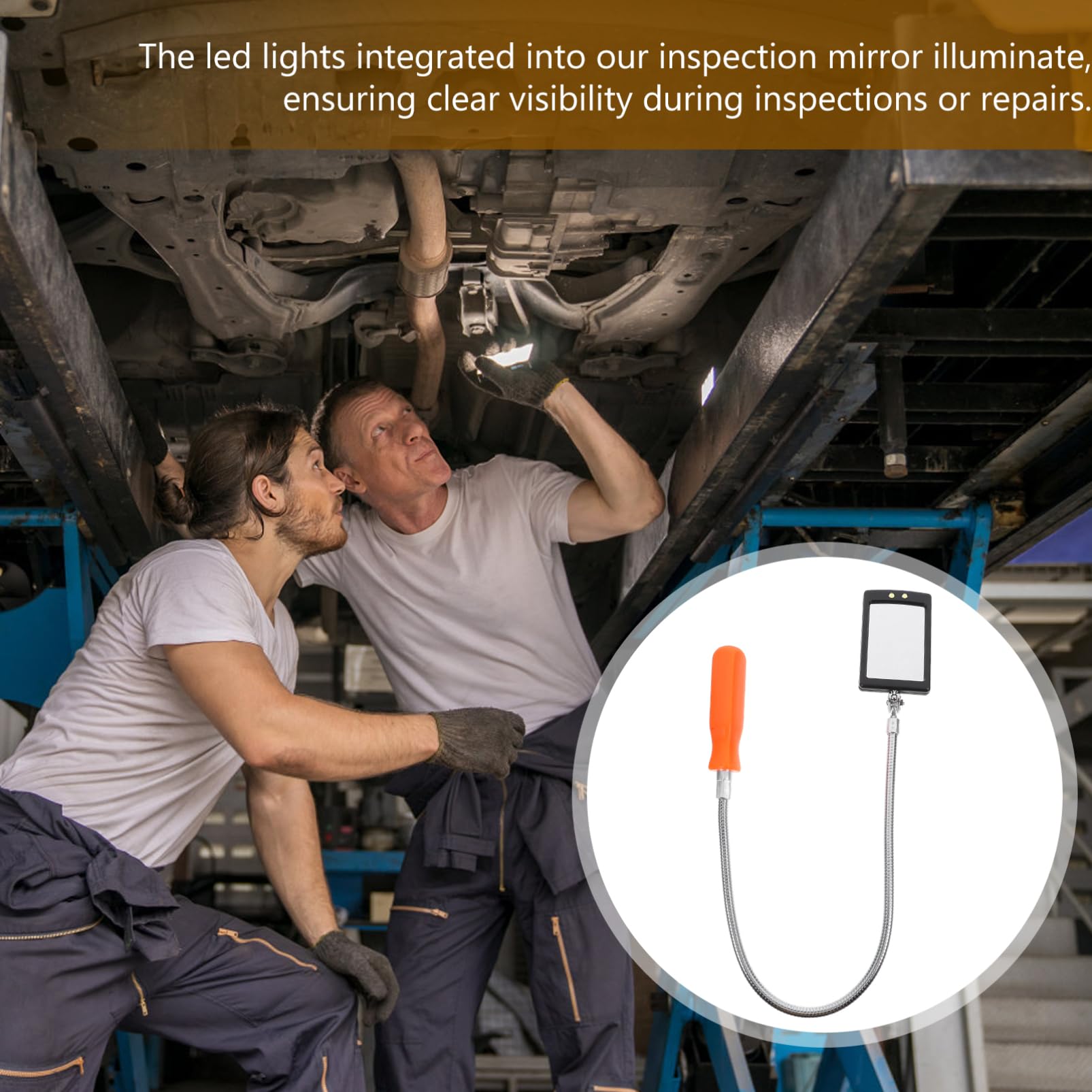 Miroir Rotation 360° en Acier Inoxydable D'inspection Flexible pour Vérification Automobile et Applications Mécaniques Professionnelles