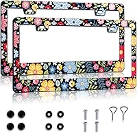 Vista 10 de Marco de matrícula de flor de cerezo para mujeres, paquete de 2, cubierta de matrícula de flores lindas, acero inoxidable a prueba de óxido