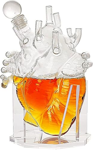 The Wine Savant, juego de decantador de corazón para whisky y vino, aireador de órganos, regalo divertido para esa persona que amas. Regalo para