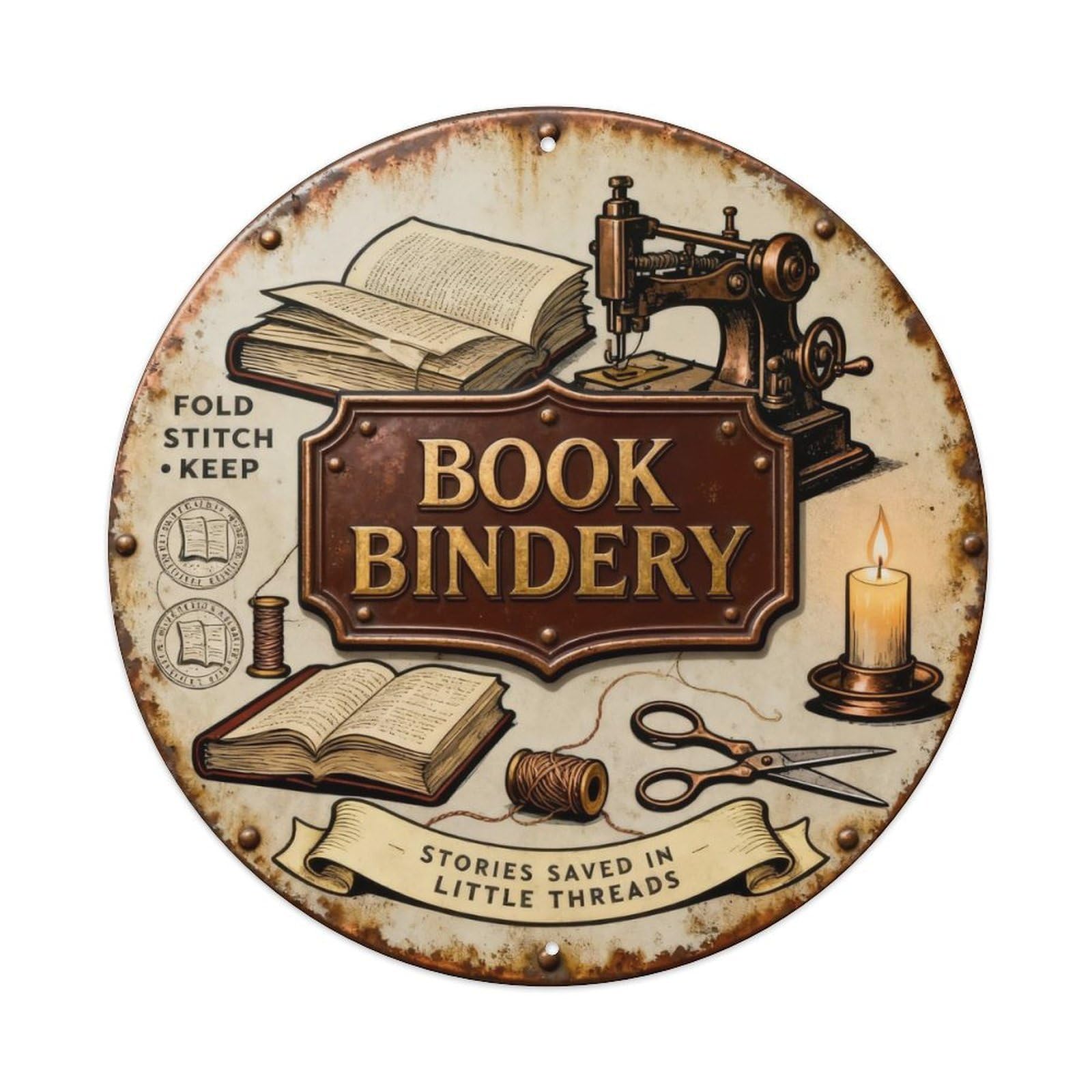 Book Bindery Sign Metal Tin Sign Plaque