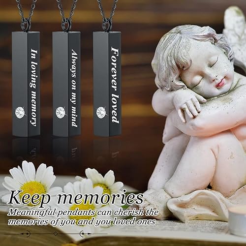 Miniatura 6 de Collar de urna para cenizas para hombres y mujeres, joyería de cremación para cenizas de acero inoxidable, pequeño colgante de recuerdo para cenizas