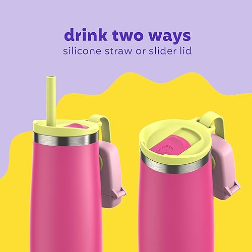 Miniatura 3 de Bubba Radiant - Vaso de acero inoxidable con soporte para popote y tapa deslizante, botella de agua aislada al vacío de 24 onzas que mantiene las