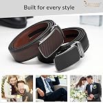 JASGOOD Men's Ratchet Belts 2 Pack Slid Adjustable Ratchet Dress Belt 1 3/8" Leather Belts for Men