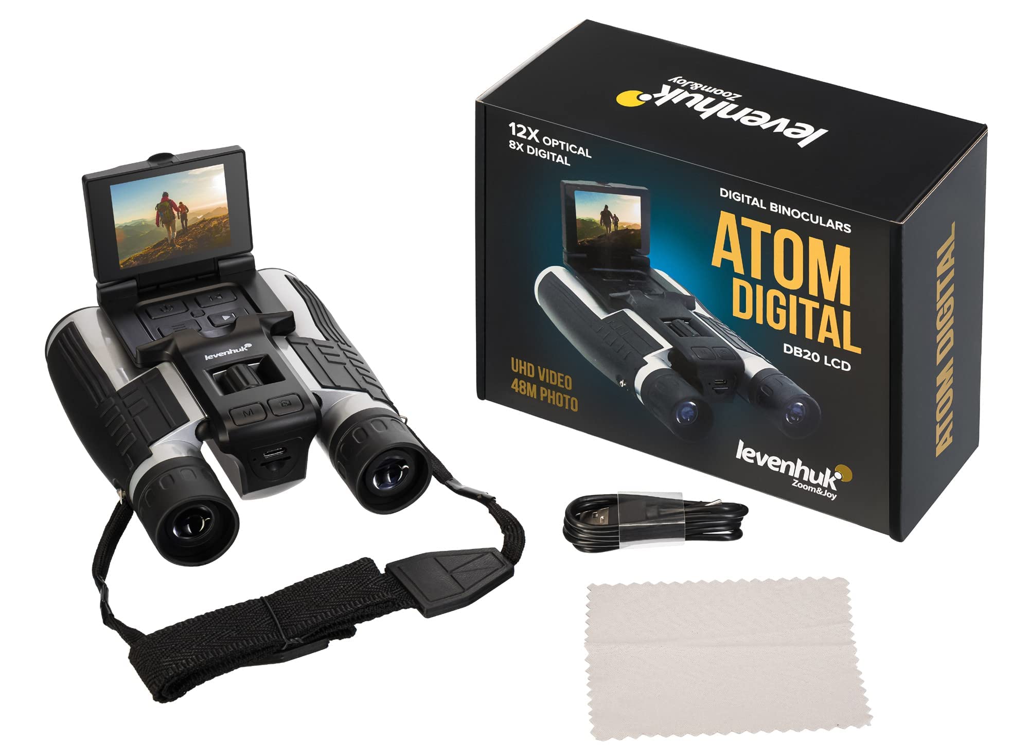 Levenhuk Atom Digital DB20 LCD Binocolo Potente, Compatto e Leggero, con Display LCD Integrato e Videocamera