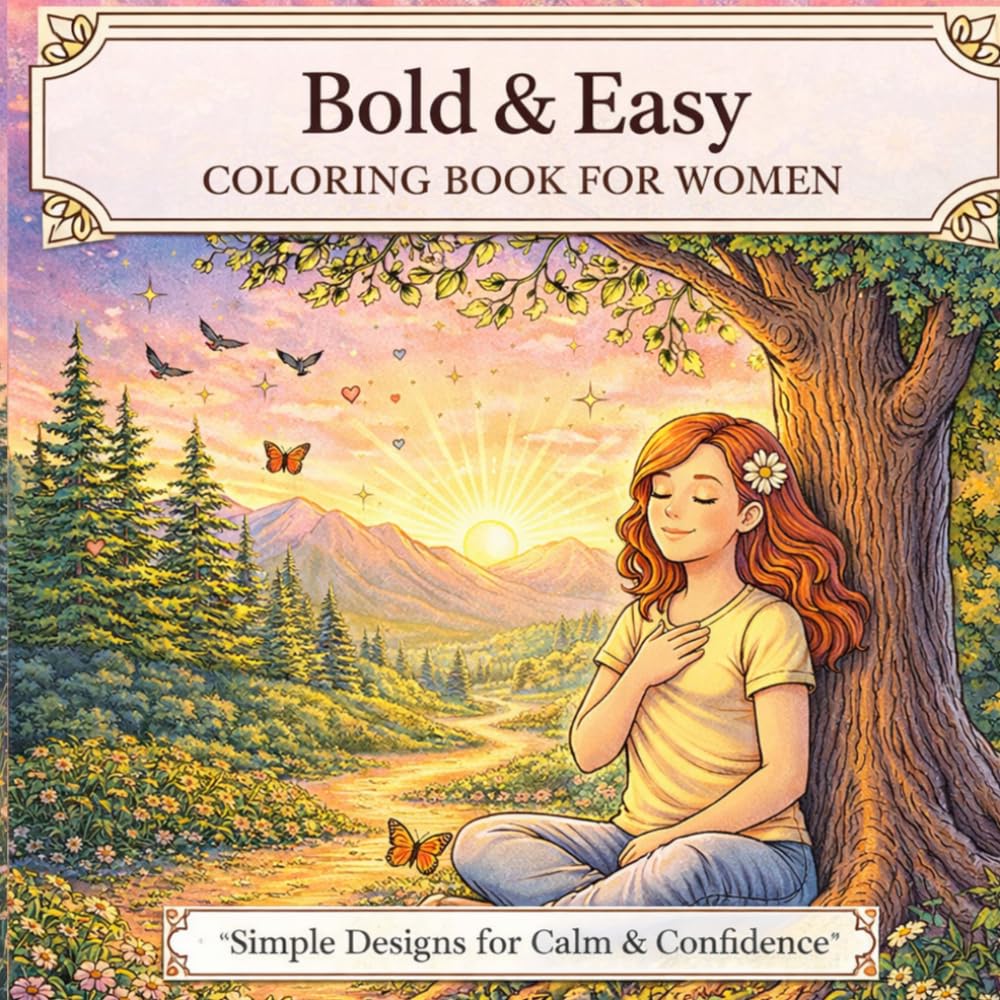 Bold and Easy Coloring Book for Women: Simple Designs for Calm and Confidence