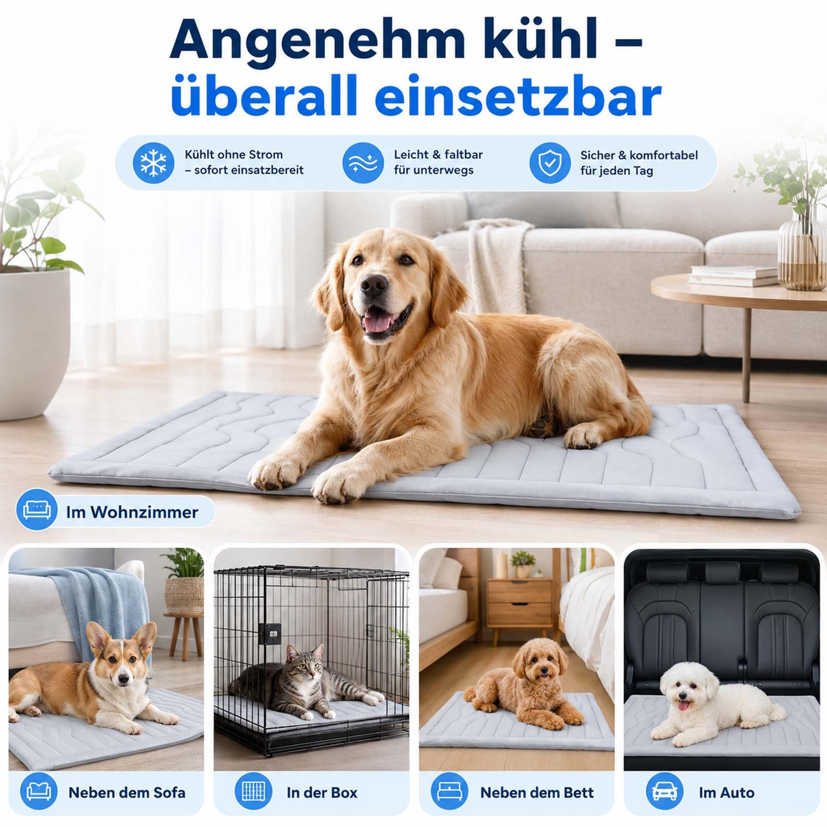 Leyof Pfotenchill KüHlmatte, Pfotenchill - Die Innovative KüHlmatte füR Hunde, Pfoten chill KüHlmattes — Waschbar, füR Den Sommer, füR Innen & AußEnbereich Geeignet (Grau,M)