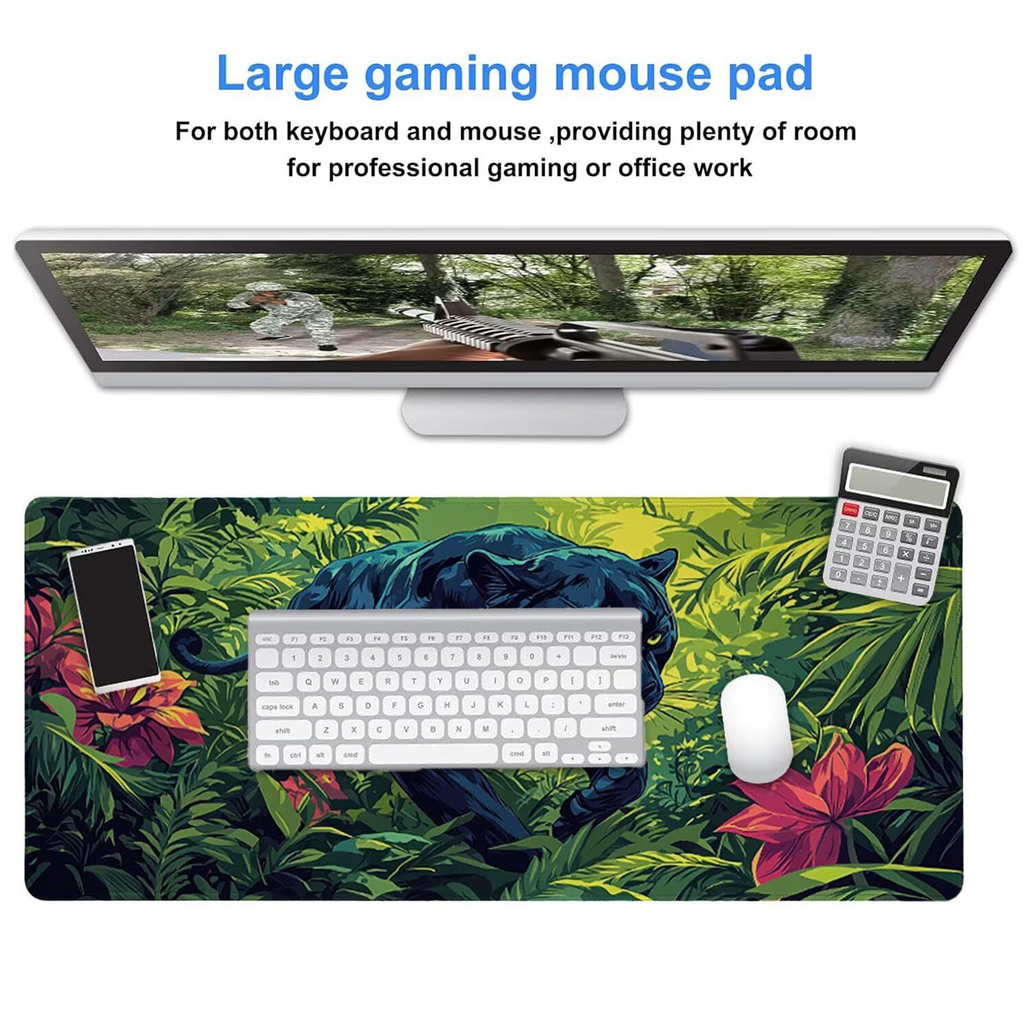 Podkładka pod mysz do gier, 1600 x 800 mm, XXL, duża gamingowa podkładka pod mysz, wodoodporna podkładka pod mysz, długa podkładka na biurko z przeszytymi krawędziami, mata na biurko z gumową podstawą